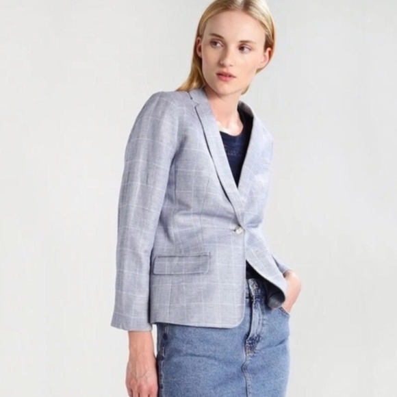 Banana Republic Linen Blend Plaid Blazer Size Petite 2 - Picture 11 of 11